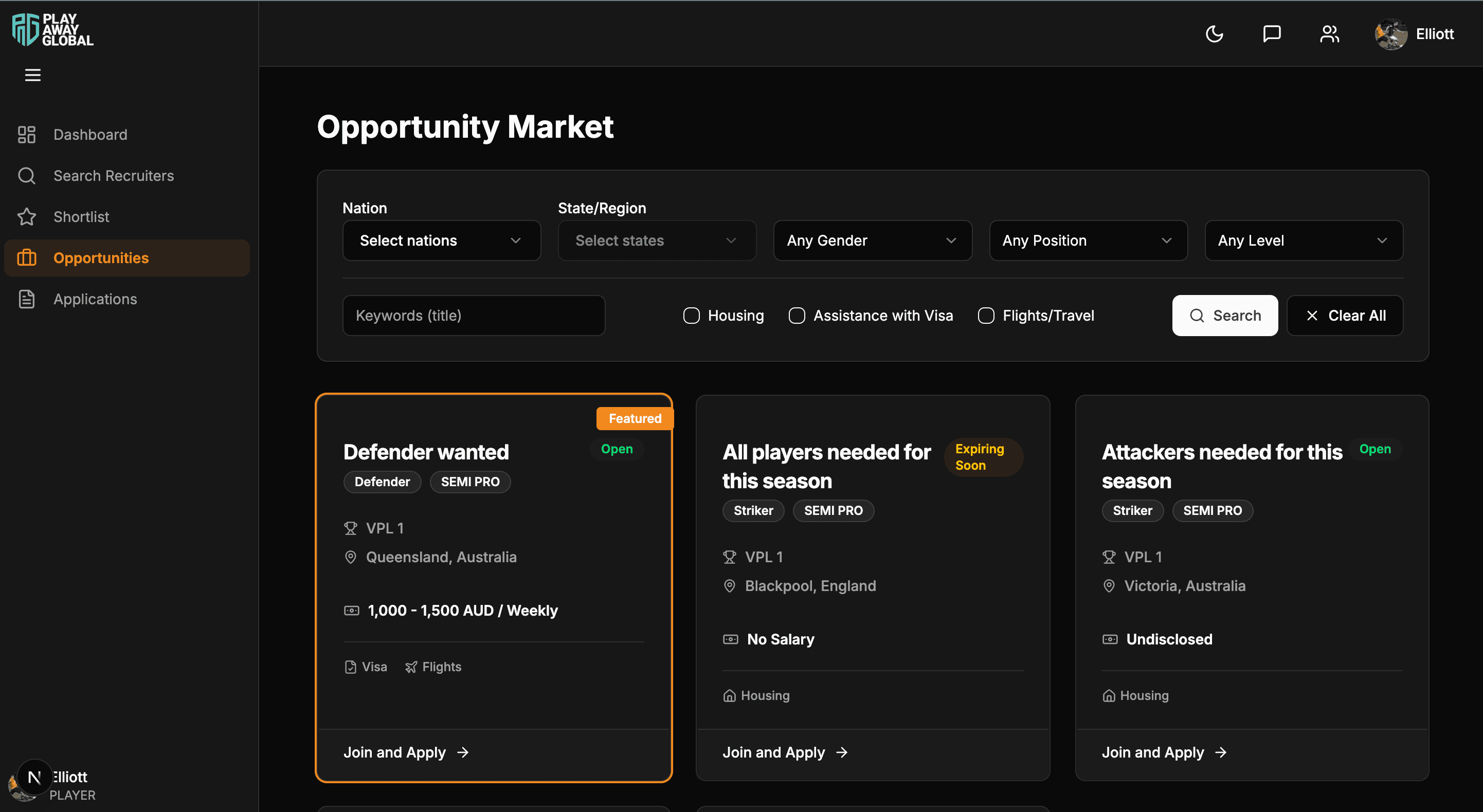 Football Scouting Network product interface